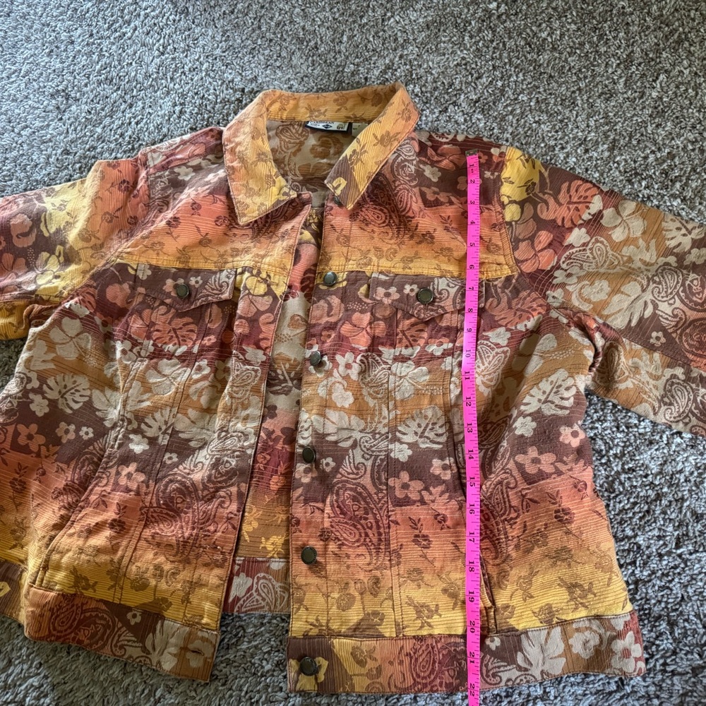 Floral Orange and Brown Women's Jacket Caribbean Joe - Picture 3 of 4